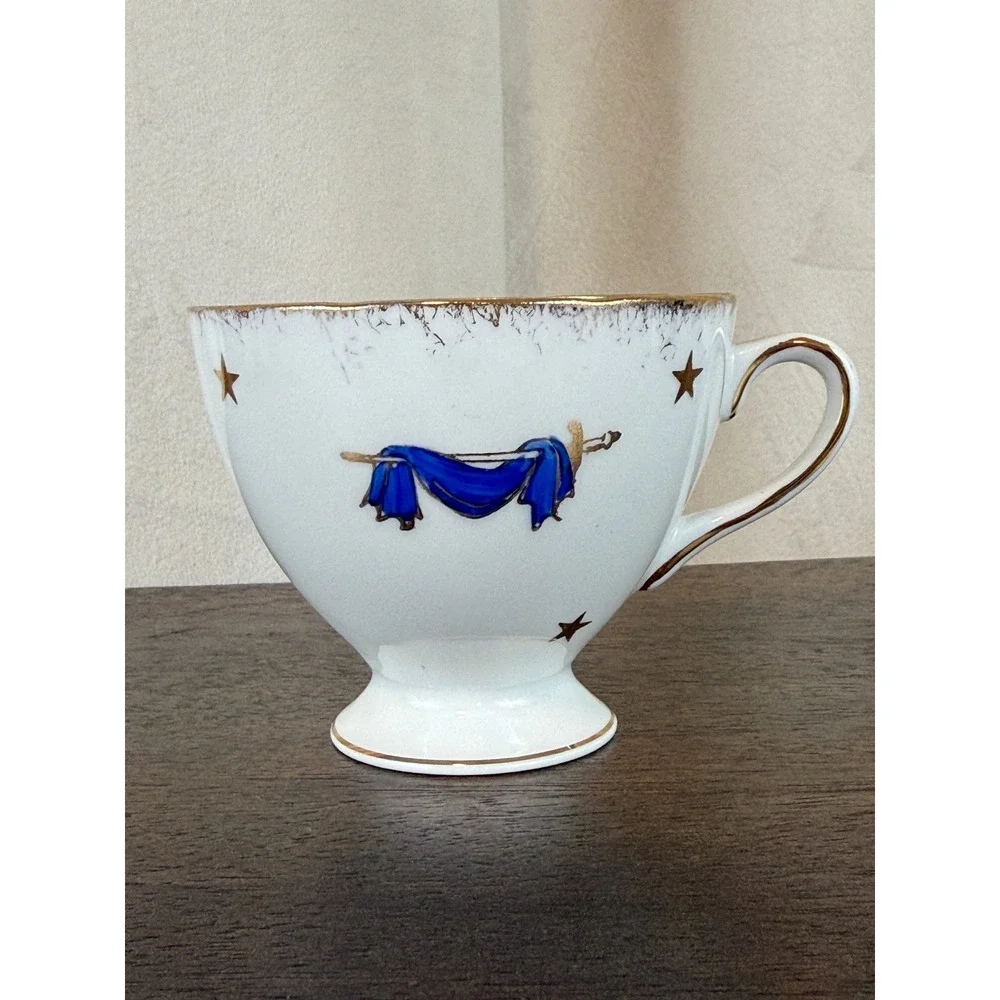 Vintage Piccadilly Bone China Masonic Eastern Star Footed Pedestal Teacup 2 3/4